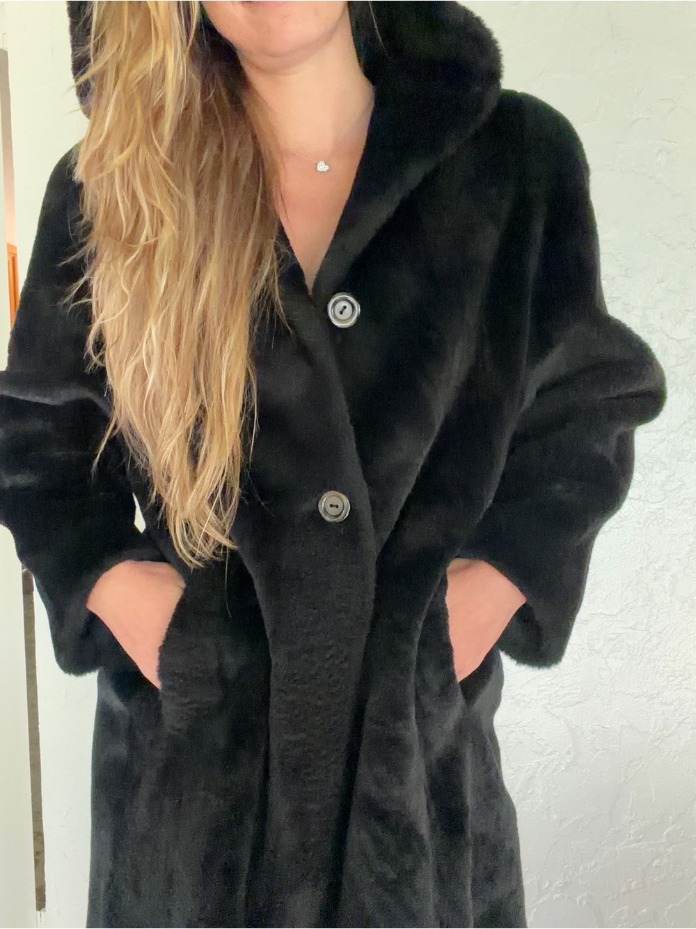 Zara Black Faux Fur Hooded Teddy Coat